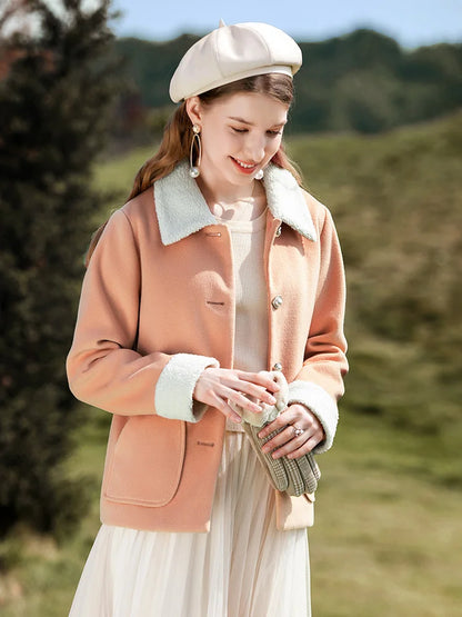 Cashmere Autumn Winter Single Breasted Short Woolen Office Lady Coat