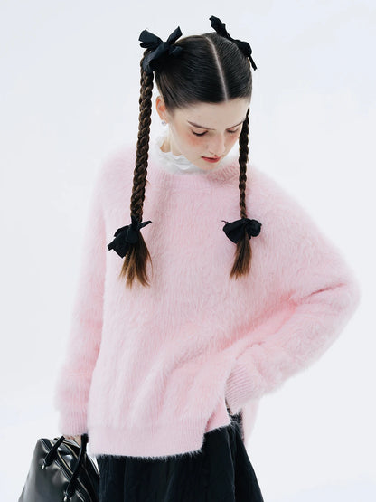 Original Design Winter Warm Round Neck Pink Fashion Sweater