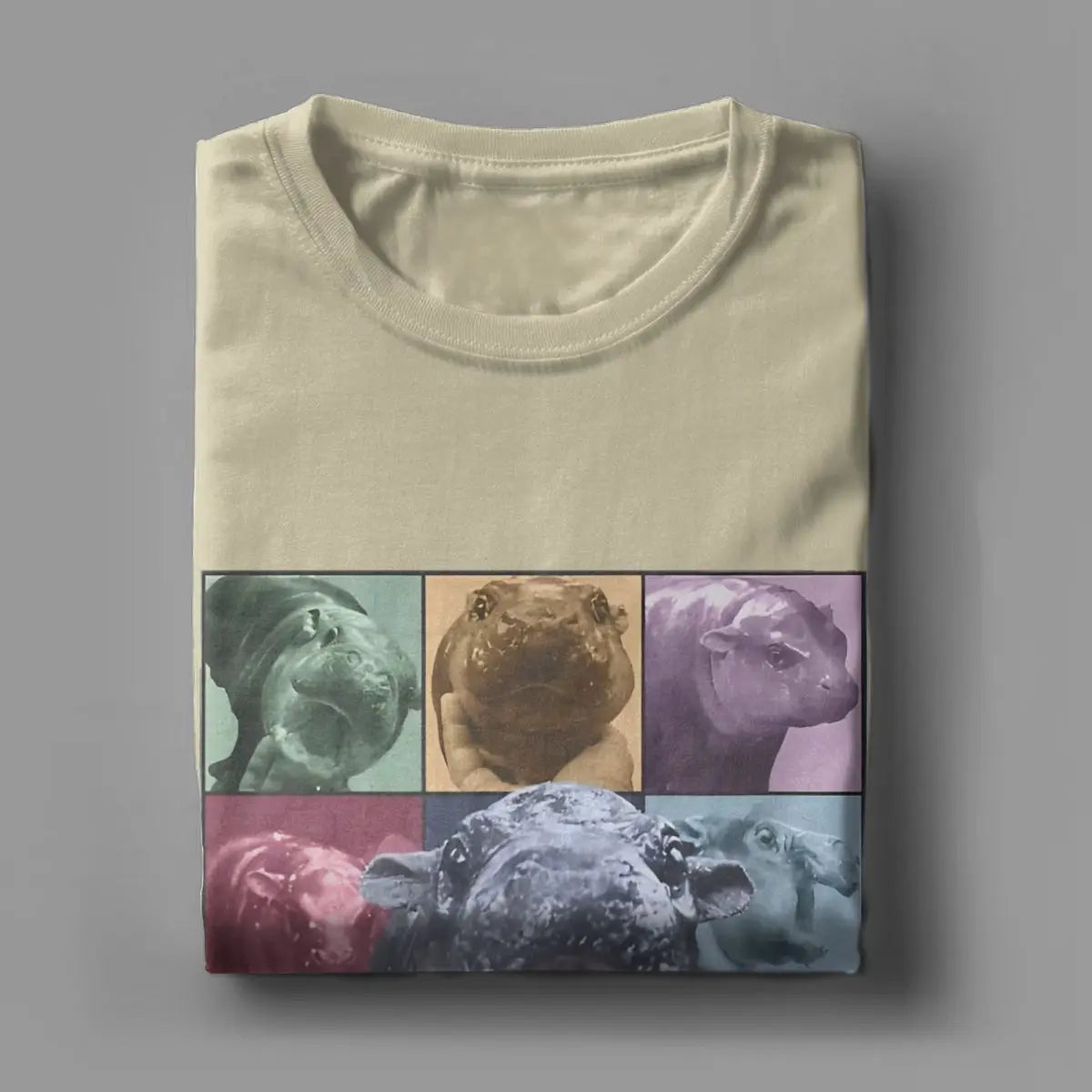 Famous Baby Pigmy Hippo Cotton O Neck Funny Meme Short Sleeve T-Shirt Men Moo Deng