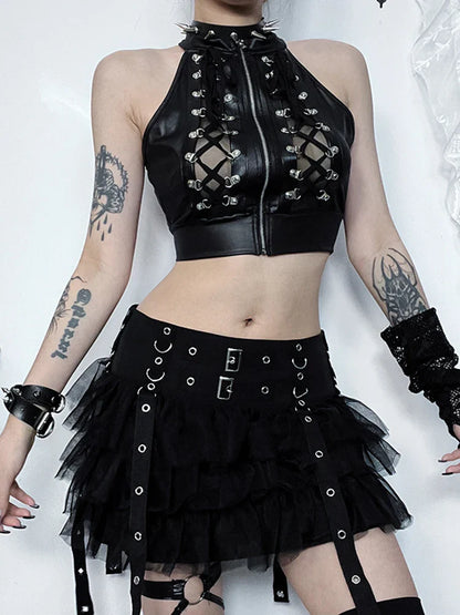 Crop Casual Grunge Gothic Shoulder Top Sexy Cold Punk