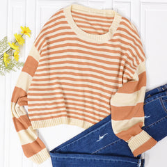 Drop Shoulder Striped Fall Sweater