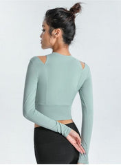 Long Sleeve Shoulder Cutout Top