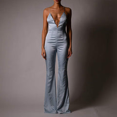 Strappy Sleeveless Drill Chain Bodycon Jumpsuit