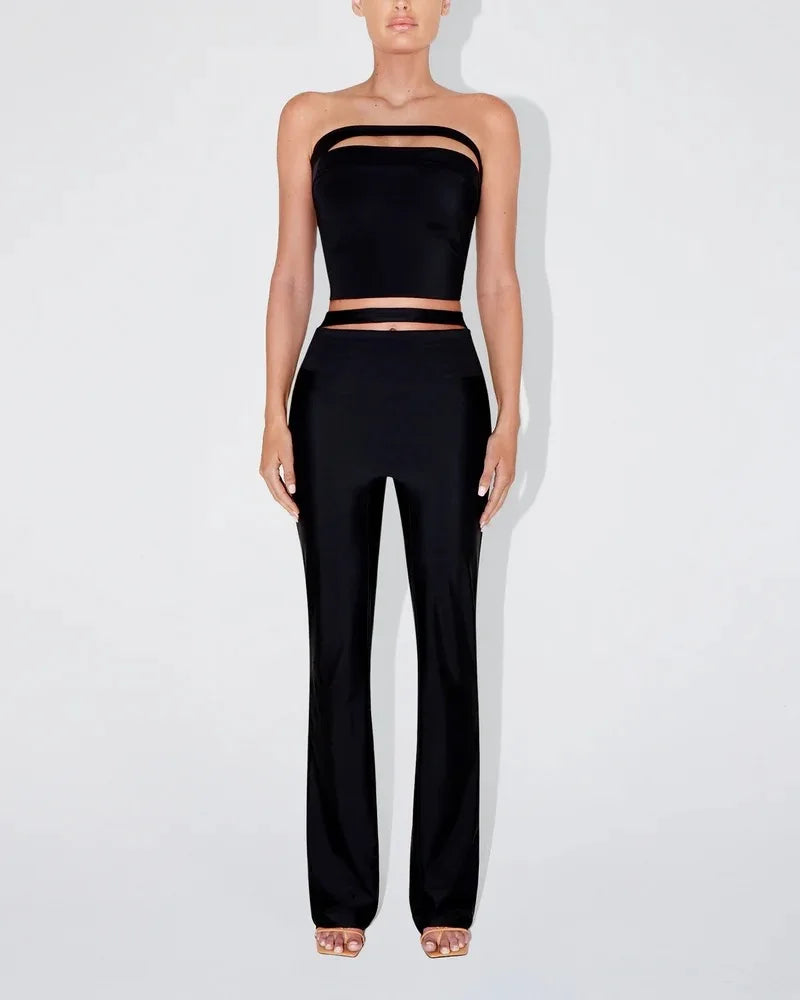 Sleek Stretch Cutout Foldover Trouser