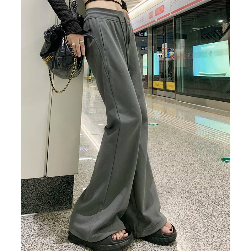 Micro Flare Draping Slim High-Waisted Loose Casual Pants