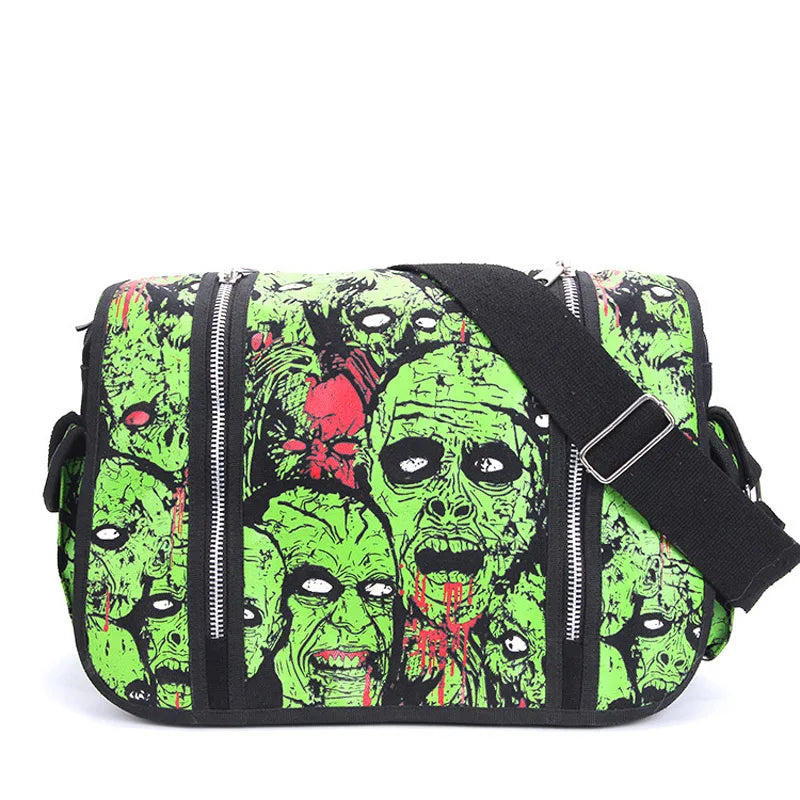 Bag Canvas Waterproof Ghost Large Shoulder Luminous Halloween Gothic Zombie