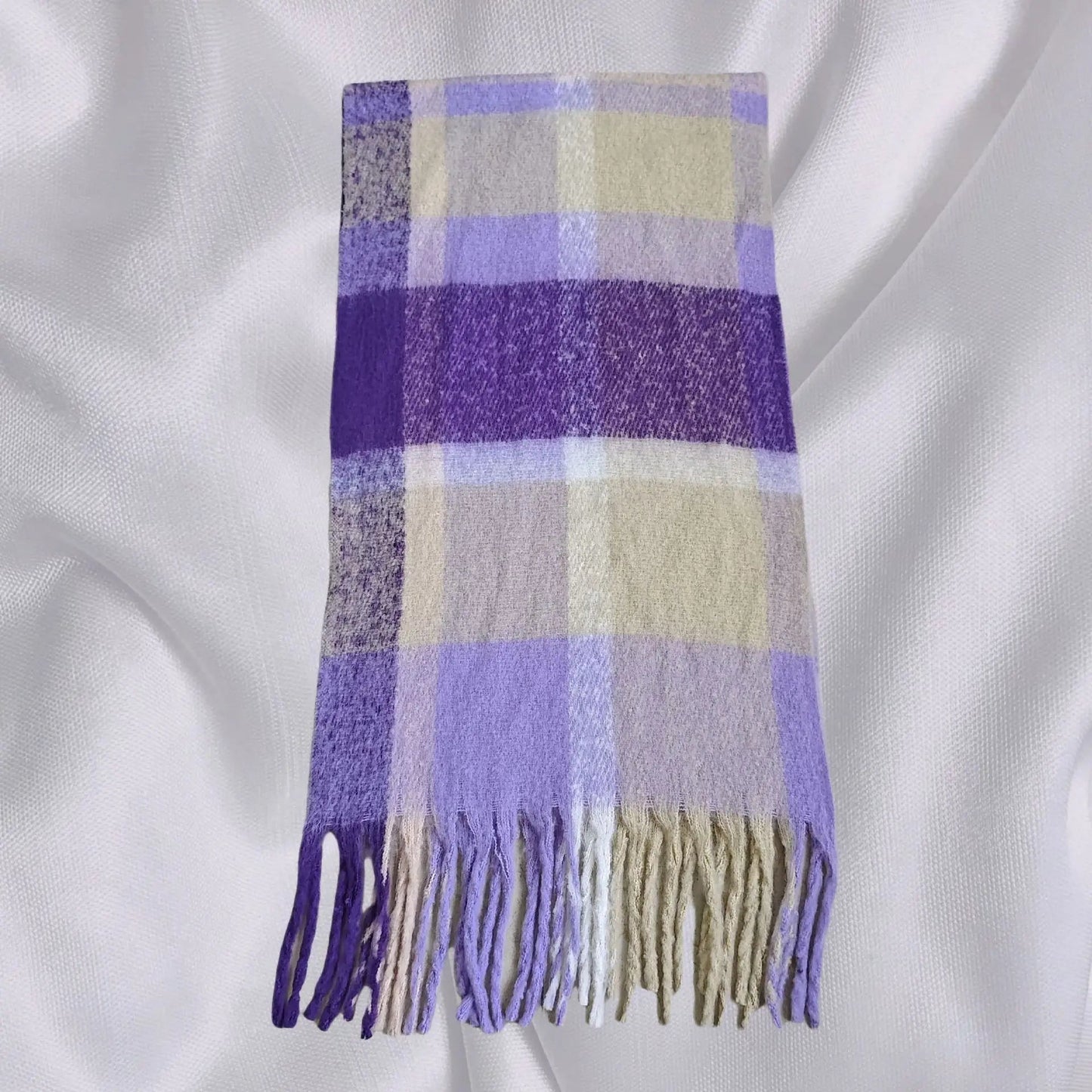 Elegant Minimalist Plaid Long Shawl Thickened Warm Scarf for Women