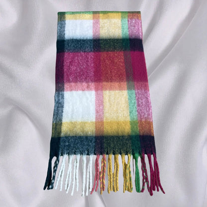 Elegant Minimalist Plaid Long Shawl Thickened Warm Scarf for Women