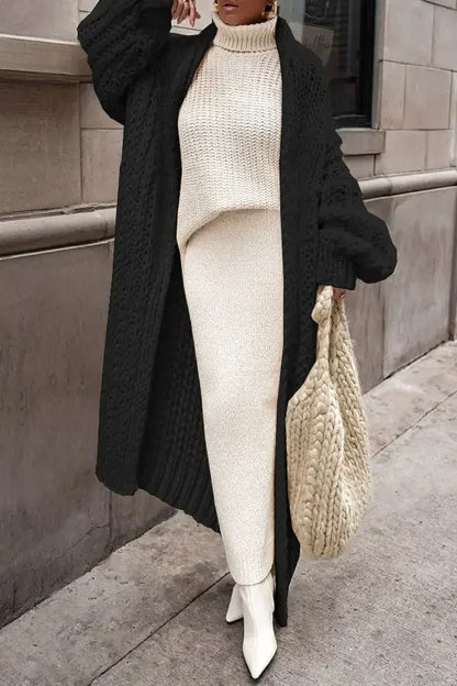 Loose Knitted Cardigan Women 2024 Autumn Winter Elegant Long Outerwear Stylish Chic Cozy Comfortable Sweater