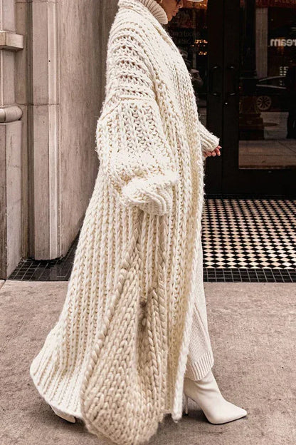 Loose Knitted Cardigan Women 2024 Autumn Winter Elegant Long Outerwear Stylish Chic Cozy Comfortable Sweater