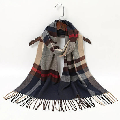 Plaid Print Cashmere Winter Pashmina Scarf - Luxury Travel Essential