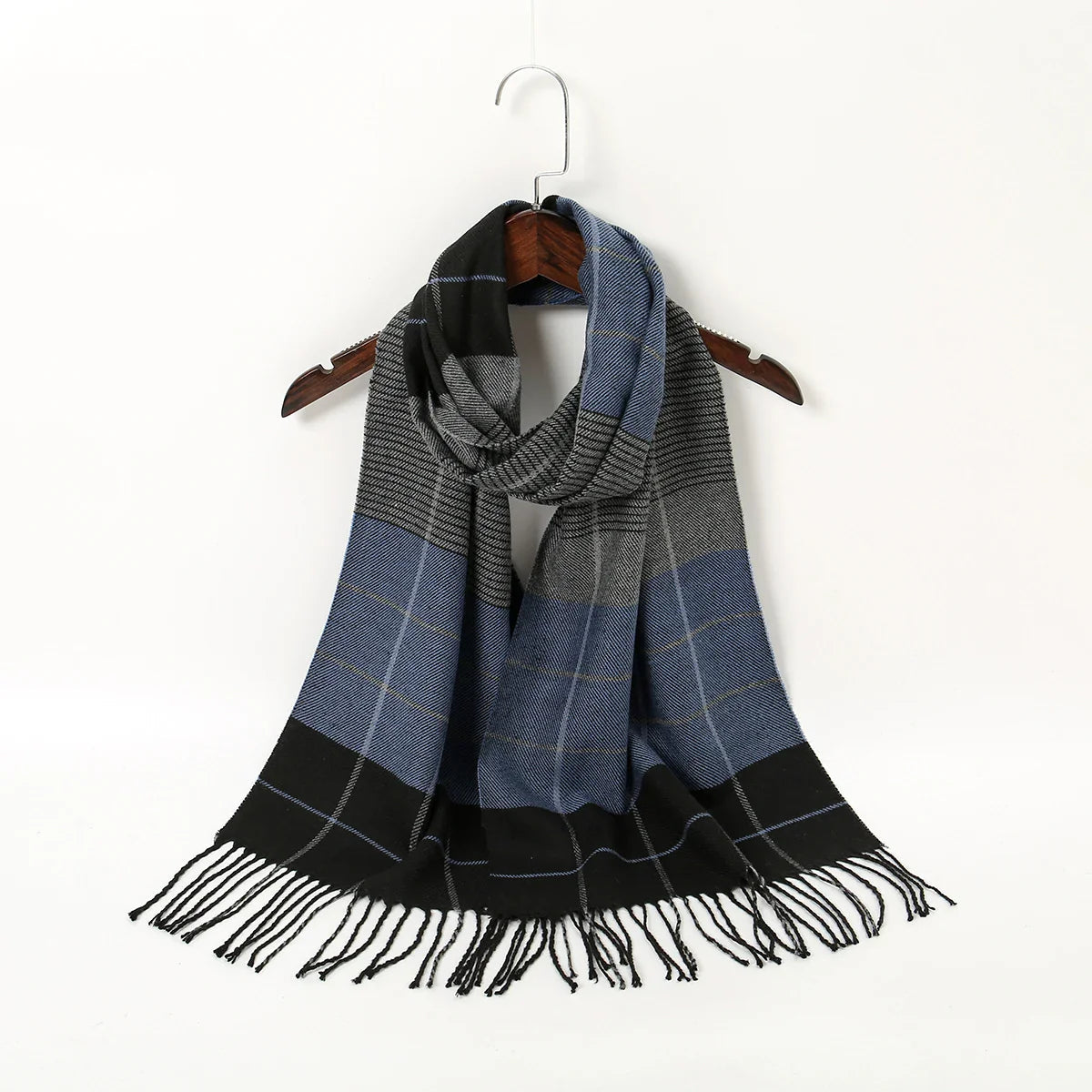 Plaid Print Cashmere Winter Pashmina Scarf with Tassels