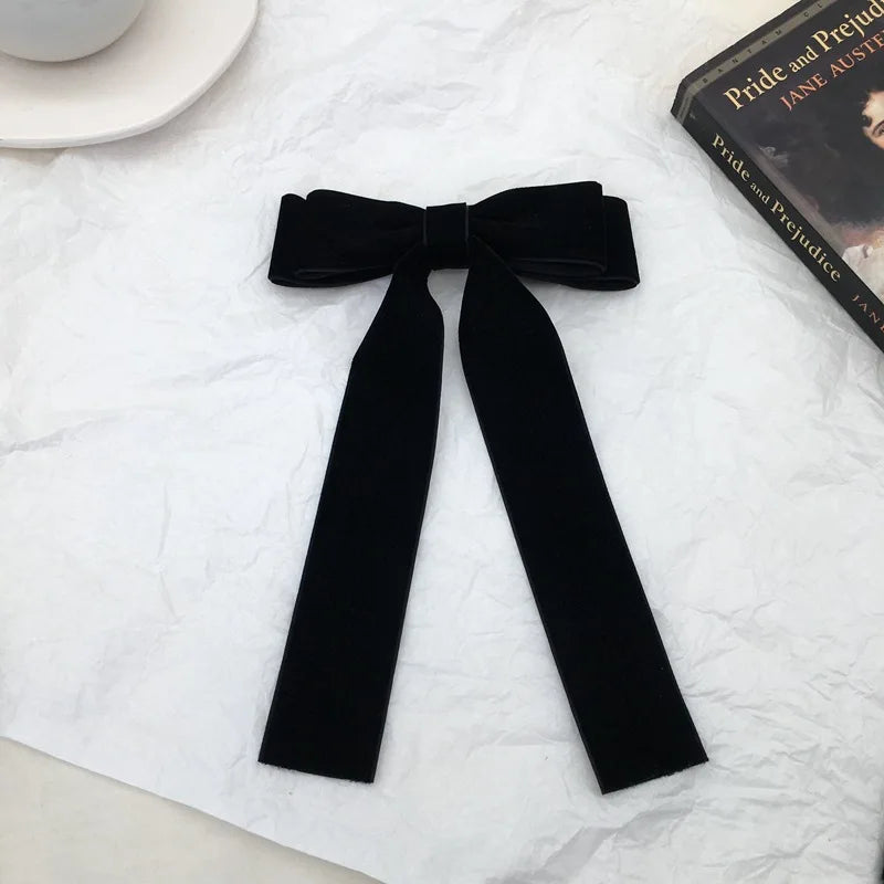 Velvet Bow Hair Clips - Christmas Accessory For Women Black Accessories-L