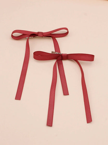 Fabric Ribbon Bow Top Clip Christmas Hair Accessory