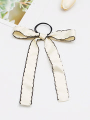 Long Tassel Streamer Elastic Ribbon Bowknot Hair Accessory For Christmas Beige Accessories-L