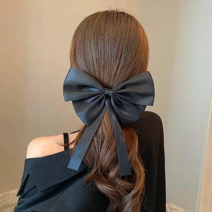 Korean Fashion Black Ribbon Bow Tie Christmas Hair Accessory