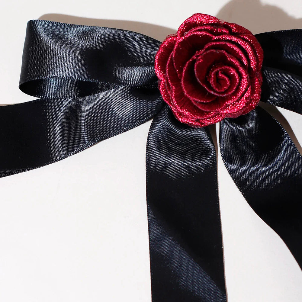 Rose Blossom Ribbon Spring Clip Hair Accessory Accessories-L