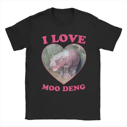 Funny Meme Casual Cotton Baby Pygmy Hippo Men O Neck Short Sleeve Tee Shirt Moo Deng