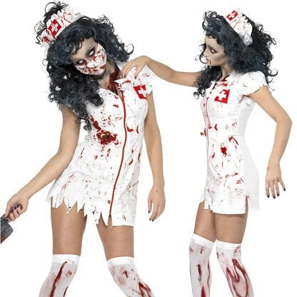 Costume Zombie White Mary Halloween Rose Demon Nurse Bloody Cosplay