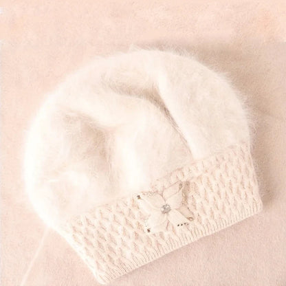 Rabbit Hair Ear Protection Knitted Woolen Beret Hat