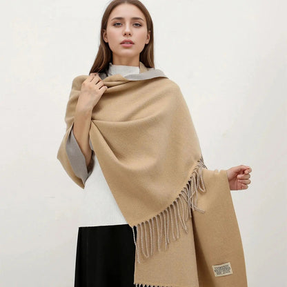 Winter Cashmere Long Warm Hijab Wrap Solid Pashmina Scarf Female