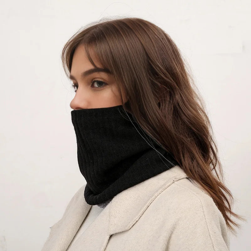 Cashmere Knit Ring Wool Neck Warmer Scarf for Women