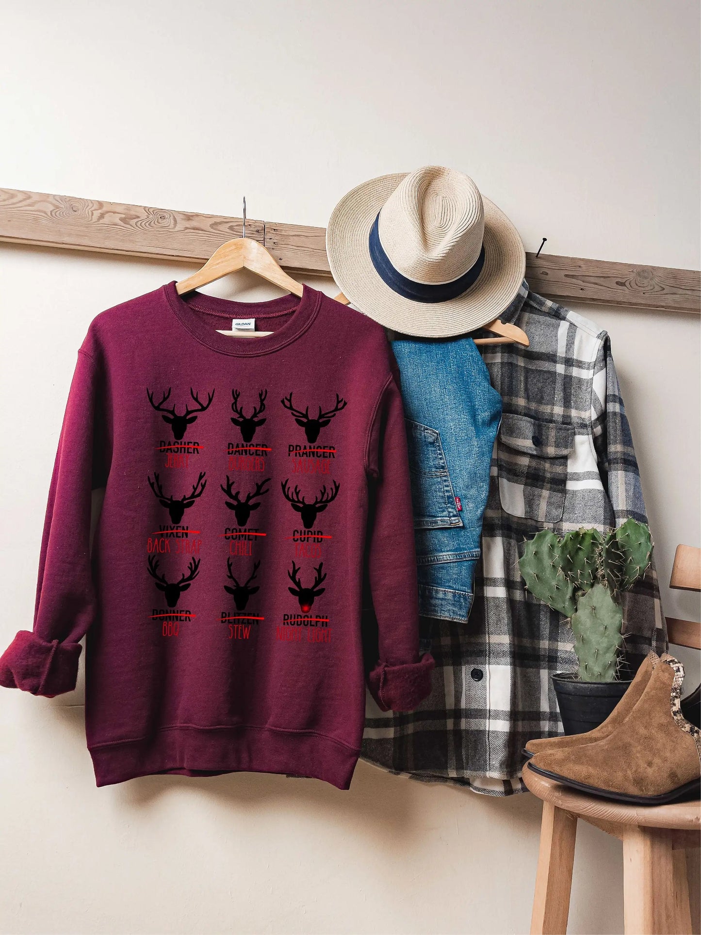 Wapiti Print Deer Hunting Christmas Hoodie - Cute Cotton Hot Sale Gift