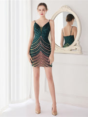 Wave gradient bead short party dress