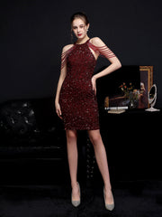 Short color bead party dress