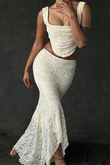 two-piece lace fishtail skirt dress