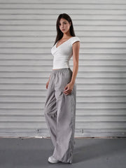 Low-cut Cross V-neck Short Sleeve Top