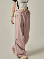 Pink Wide Leg Cargo Pants