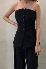 Black Sleeveless long Vest