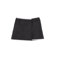 Pinstriped Mini Skirts with Contrast Trim