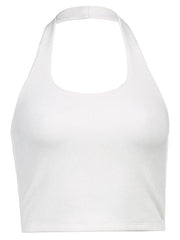 U-neck Sleeveless Solid Color Vest