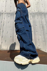Denim Parachute Loose Pants
