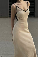 One Piece V-Neck Mid-Length Suspender Dress