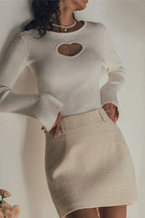 Love hollow knitted short top sweater