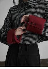 Black Oversized Cuff Color-Block Striped Shirt
