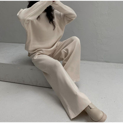 Fashion Loose Casual Knit Long Pants Two-Piece Suit