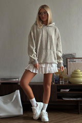 Retro Drawstring Hooded Sweatshirt