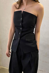 Black Sleeveless long Vest