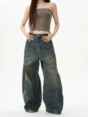 Extreme Wide-Leg Vintage Wash Jeans