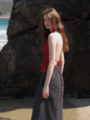 Halter Neck Keyhole Peplum Top