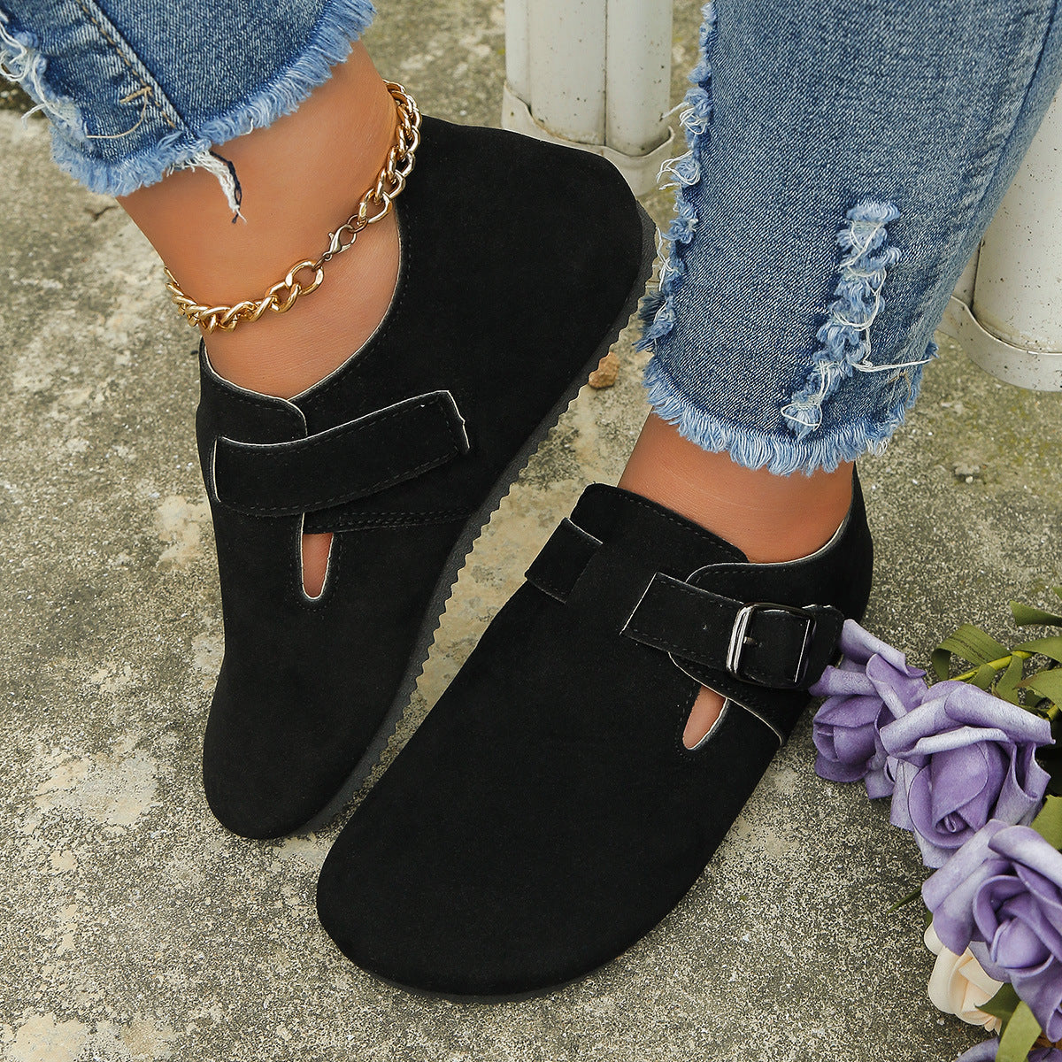 Casual Round Toe Thick Sole Buckle Slip-On Autumn Winter New Shoes