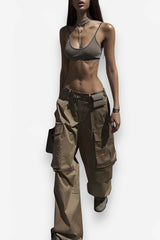 Retro low-waist loose woven pants