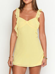 Chiffon Lace V-Neck Petite Dress Short