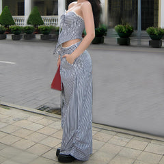 Chest-Wrapped Vest Trousers Striped Suit