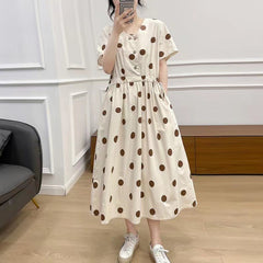Slimming A-Line Simple Polka Dot Dress