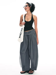 Wide-Leg Paper Bag Trousers